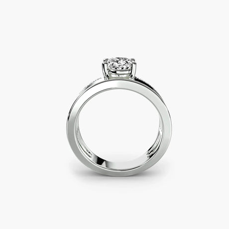 Wide Band Solitaire with Pavé Band - 4Me1 