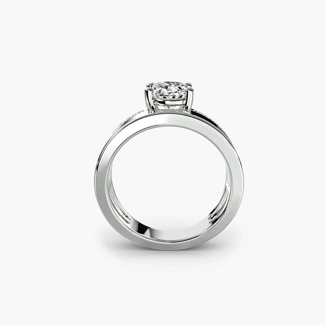 Wide Band Solitaire with Pavé Band - 4Me1 